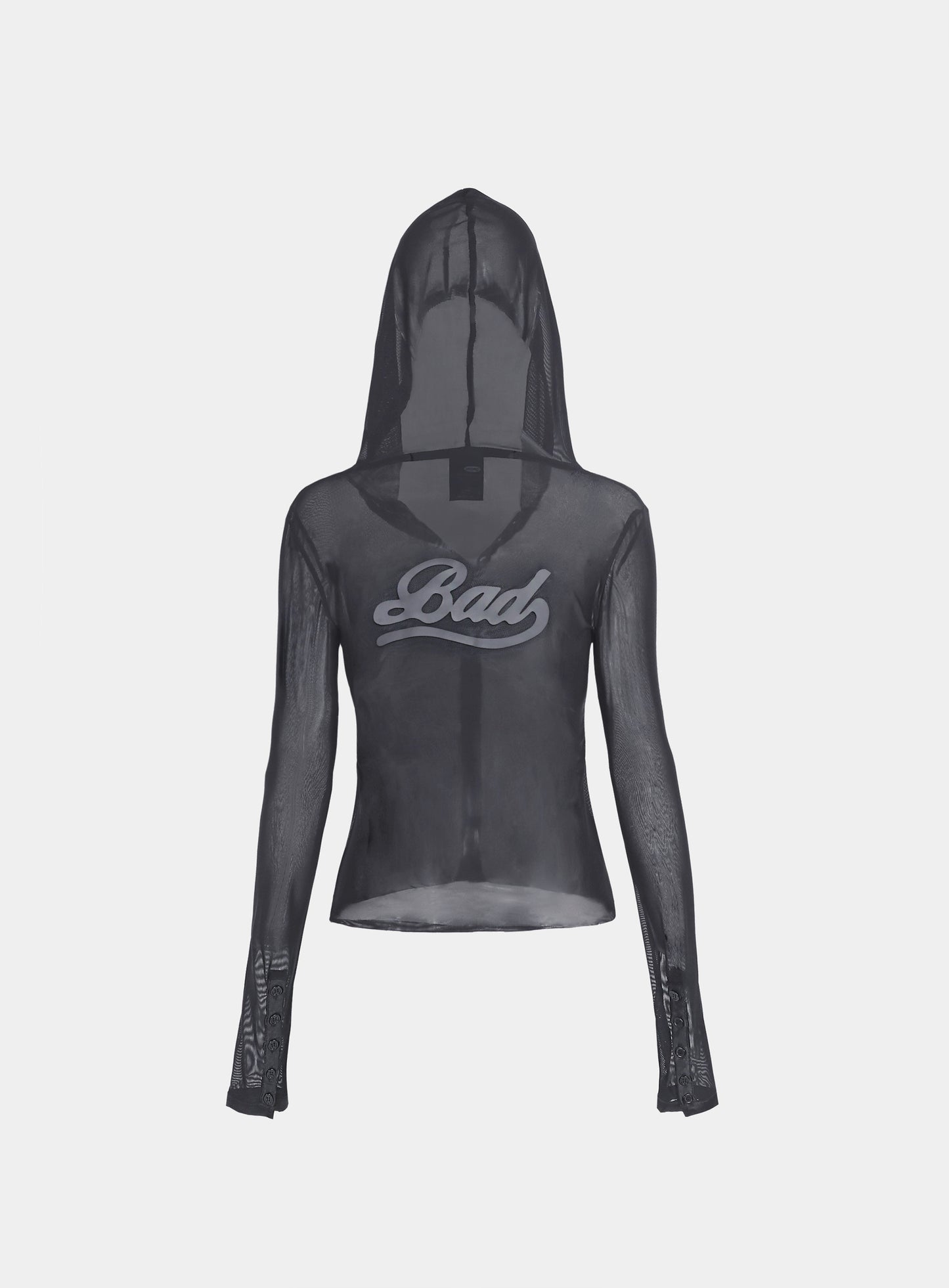 BADBLOOD Korea American sexy perspective mesh button round neck female hooded cardigan long sleeve 24 spring and summer