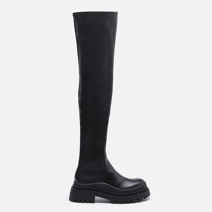 Over-the-knee boots women's fall/winter 2024 new black stretch platform increases the tide of K-dance jazz dance glaze knight boots