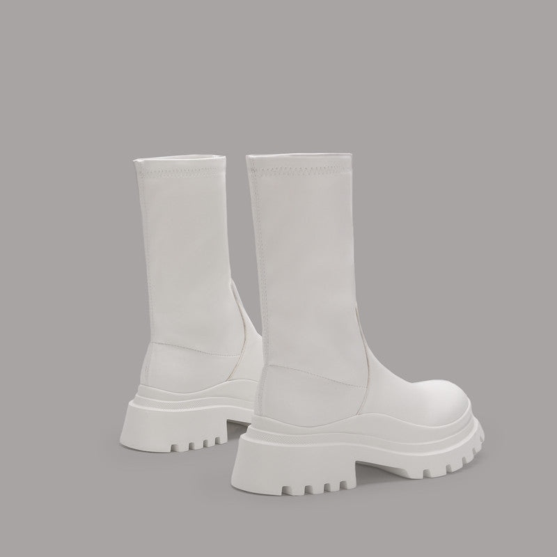 Martin boots women's autumn winter 2024 new black stretch booties thick sole increase Korean dance jazz dance middle tube student