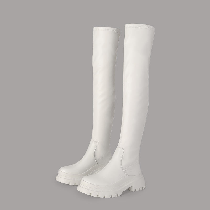 Over-the-knee boots women's fall/winter 2024 new black stretch platform increases the tide of K-dance jazz dance glaze knight boots