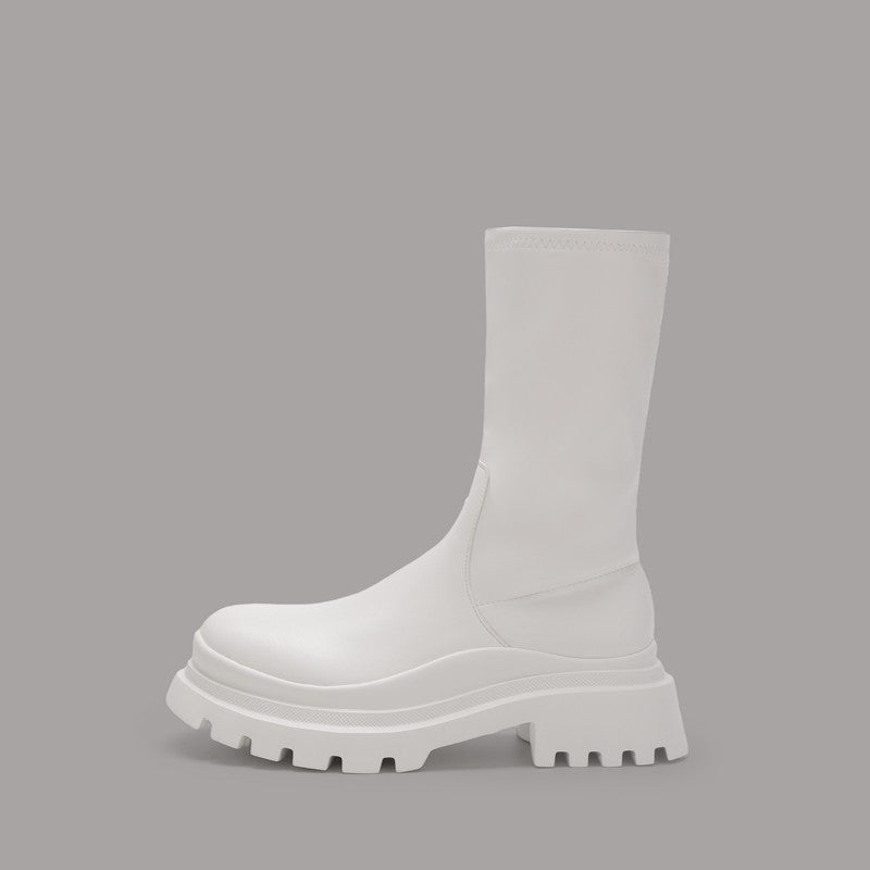 Martin boots women's autumn winter 2024 new black stretch booties thick sole increase Korean dance jazz dance middle tube student