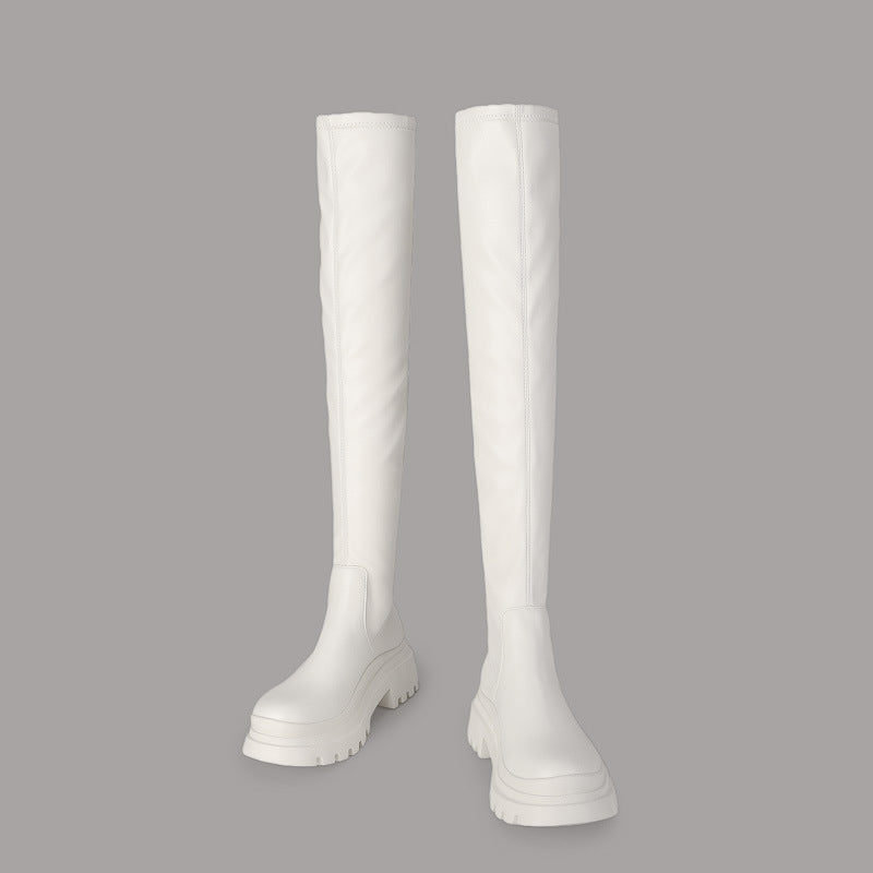 Over-the-knee boots women's fall/winter 2024 new black stretch platform increases the tide of K-dance jazz dance glaze knight boots