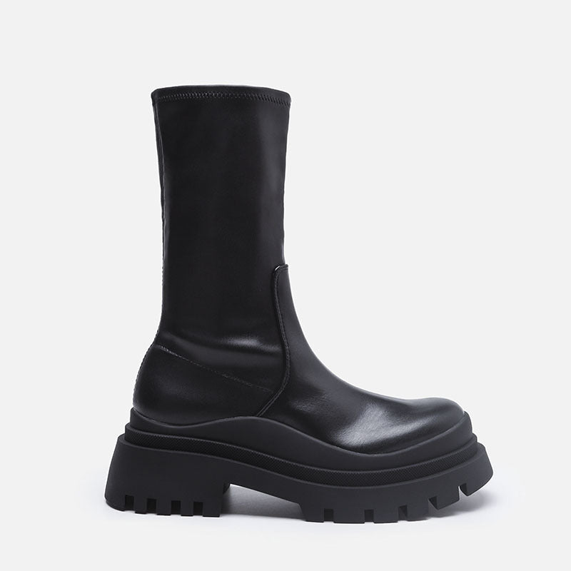 Martin boots women's autumn winter 2024 new black stretch booties thick sole increase Korean dance jazz dance middle tube student