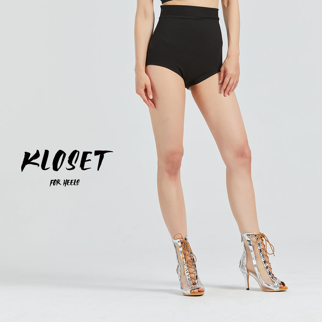 Silver fishbill strappy jazz dance heels dancing shoes stretch dancing booties summer open-toe sandals