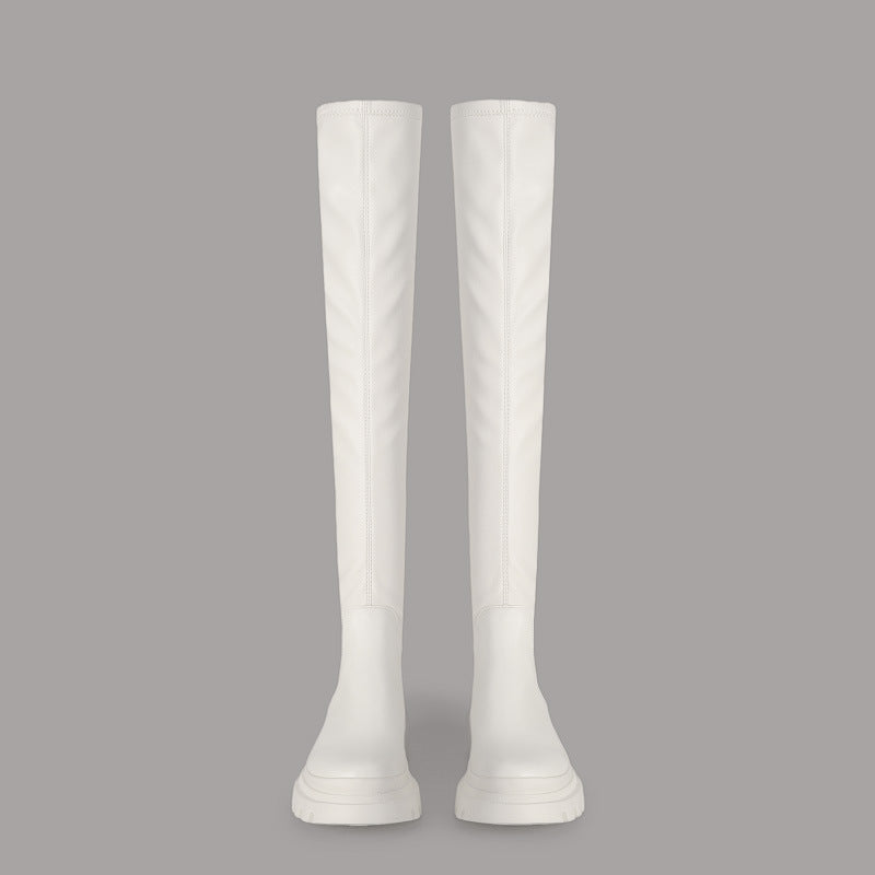 Over-the-knee boots women's fall/winter 2024 new black stretch platform increases the tide of K-dance jazz dance glaze knight boots