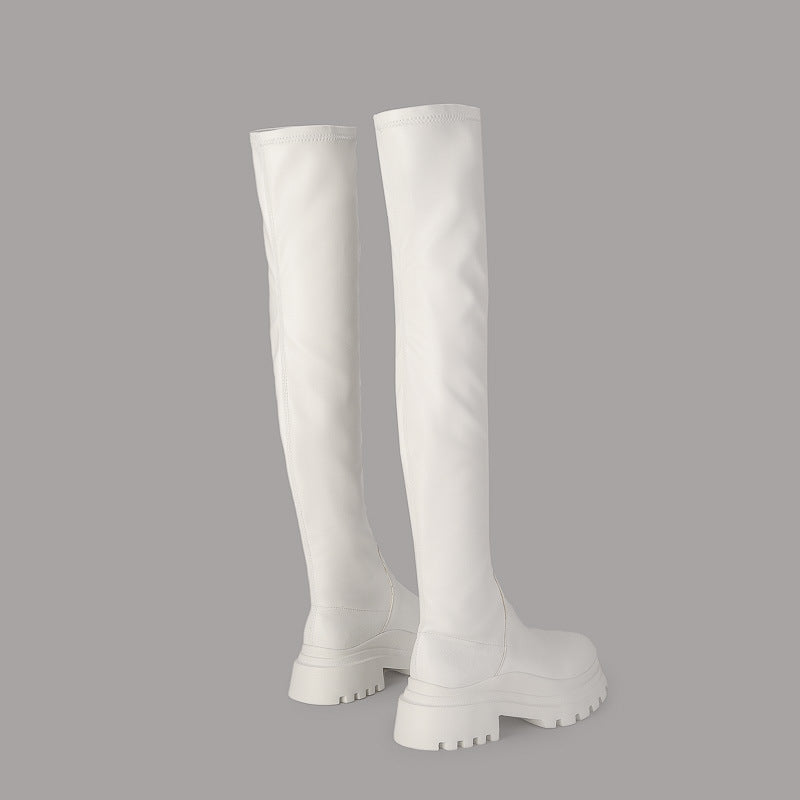 Over-the-knee boots women's fall/winter 2024 new black stretch platform increases the tide of K-dance jazz dance glaze knight boots