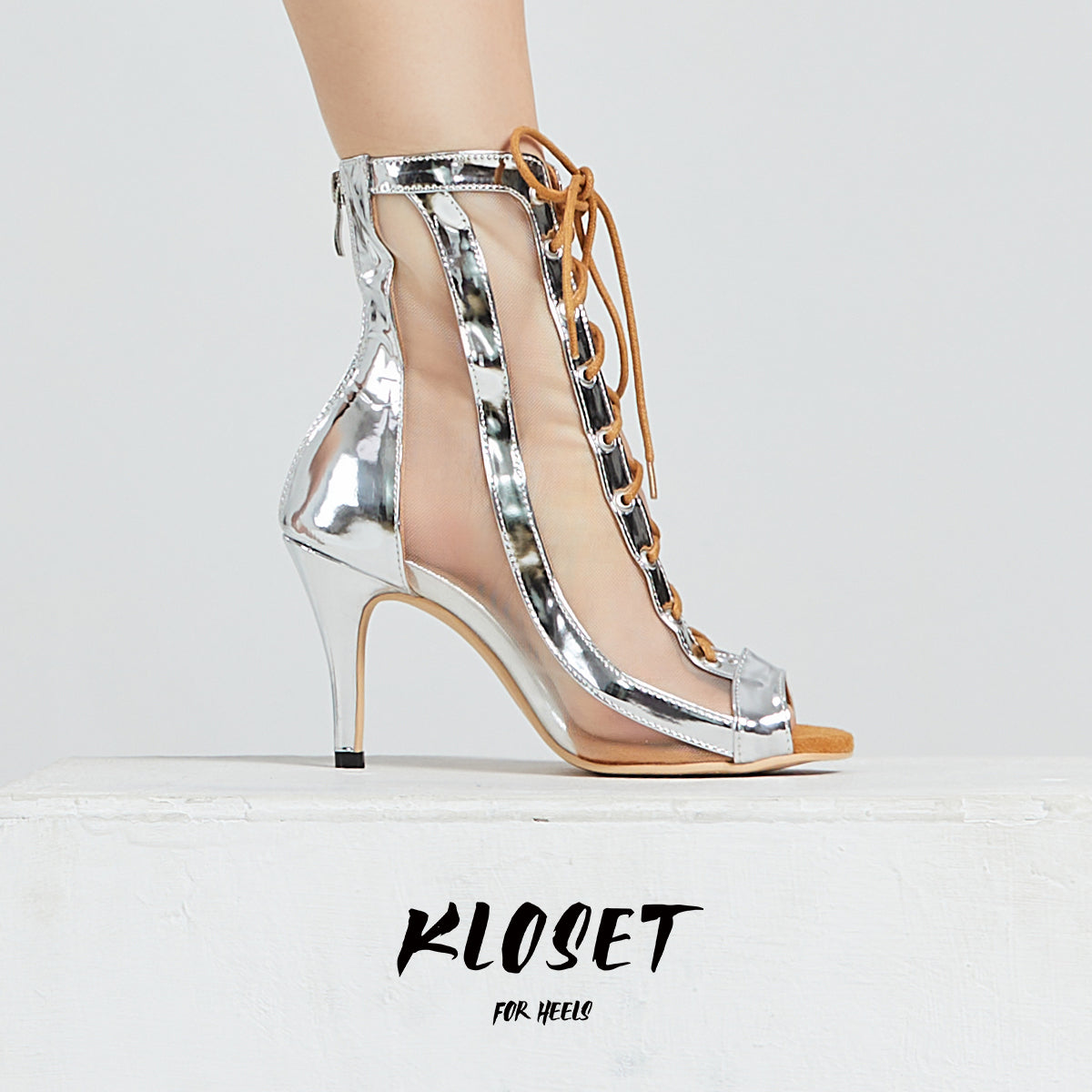 Silver fishbill strappy jazz dance heels dancing shoes stretch dancing booties summer open-toe sandals