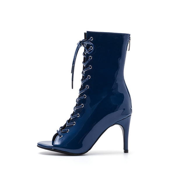 Patent Leather Fish Mouth Short Boots,Sexy Stretchy Open Toe,Jazz Dance High Heels Special,HEELS Dance Shoes Dance Shoes Women