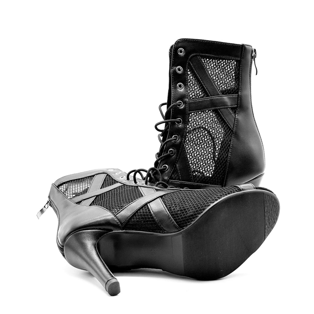 HEELS dance shoes with fine heels, specifically designed for jazz dance, mesh short boots, summer open toed fish mouth sandals, plus size women