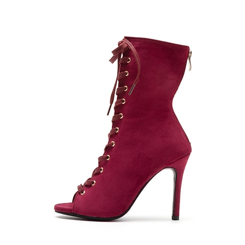 TWICE 쯔위 (Tzuyu)same style丨lace-up fishmouth boots, women's jazz dance special high heels HEELS dance shoes jazz