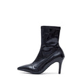 European and American pointed toe booties for jazz dance special high heels patent leather stretch all-inclusive stilet heels dancing shoes