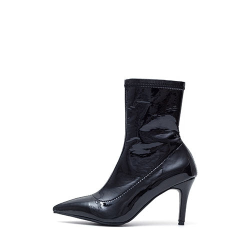 European and American pointed toe booties for jazz dance special high heels patent leather stretch all-inclusive stilet heels dancing shoes