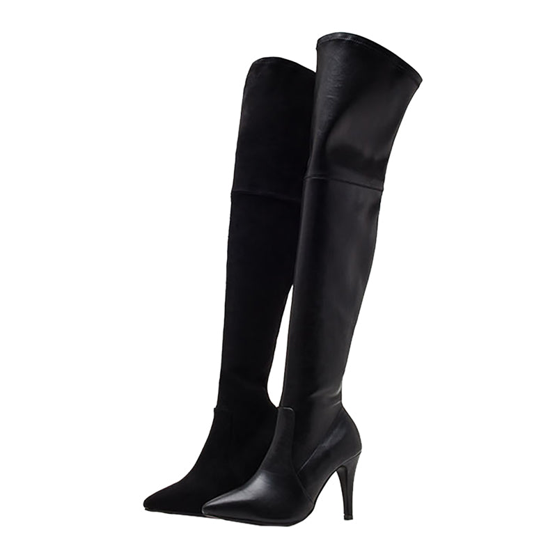 Pointed toe boots, jazz dance heels, over-the-knee knight boots, hot girls heels dancing shoes, black thin heels