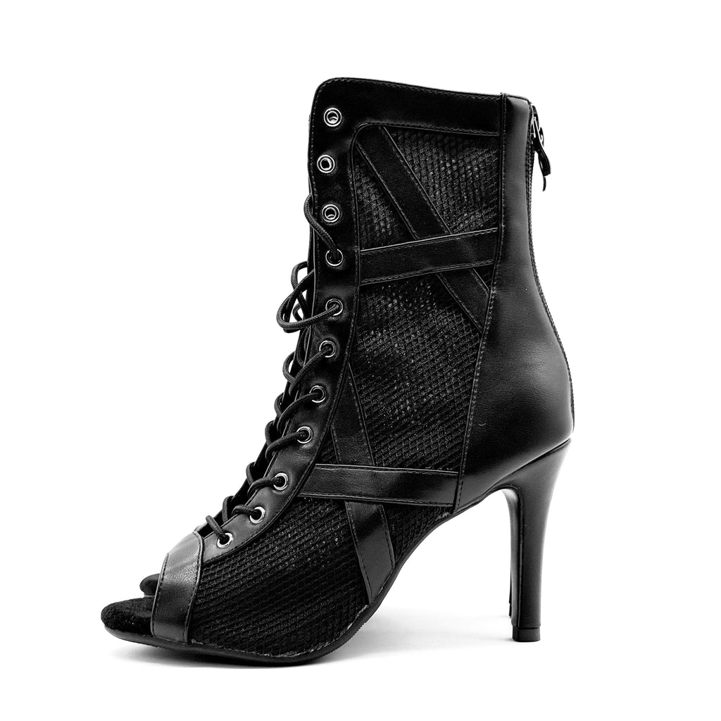 HEELS dance shoes with fine heels, specifically designed for jazz dance, mesh short boots, summer open toed fish mouth sandals, plus size women