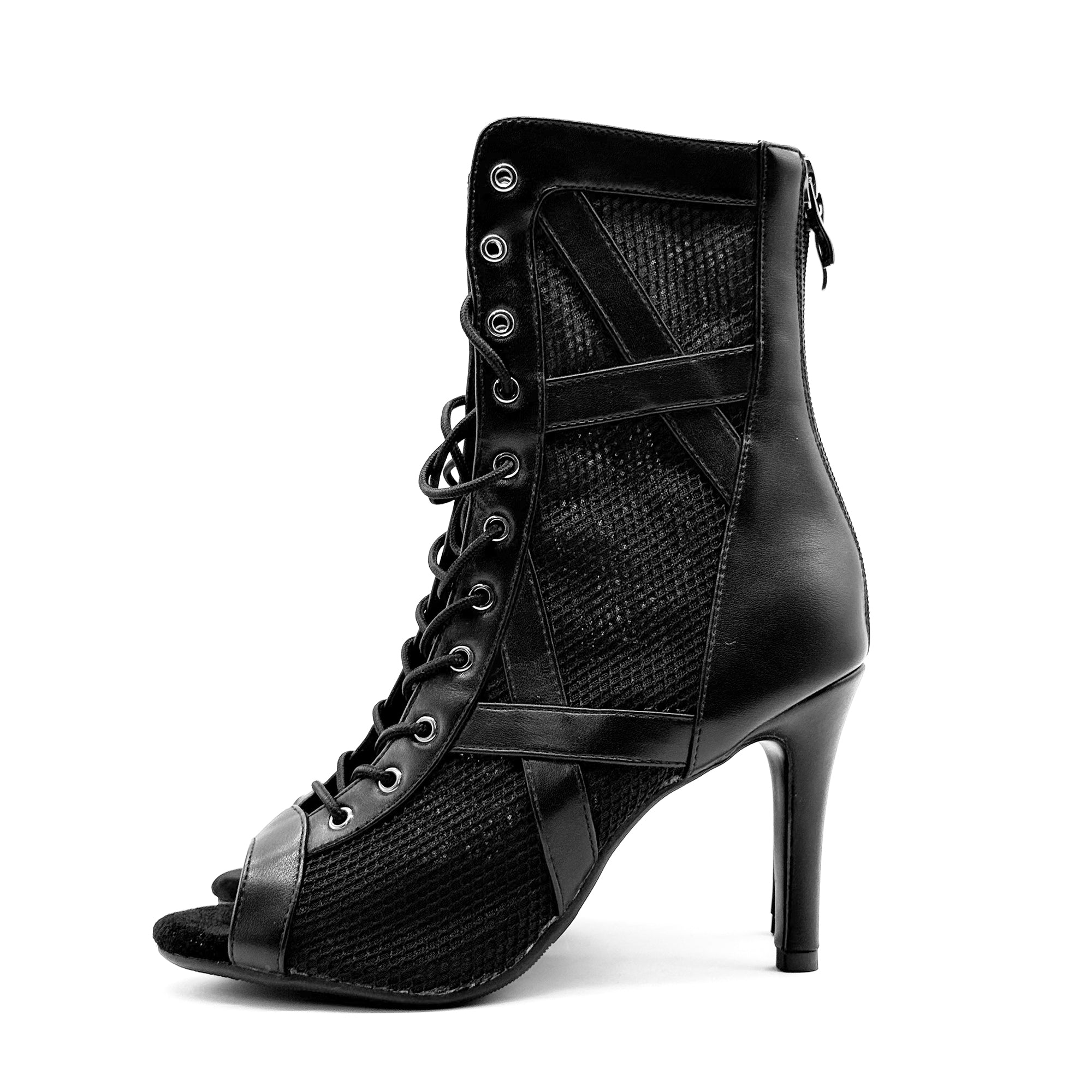 HEELS dance shoes with fine heels, specifically designed for jazz dance, mesh short boots, summer open toed fish mouth sandals, plus size women