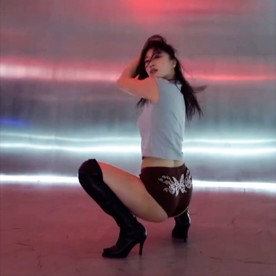 Shorts with drilled butterfly adornment, heels dancewear, high elasticity sense, lift the buttocks, black jazz dance shorts anti-glare