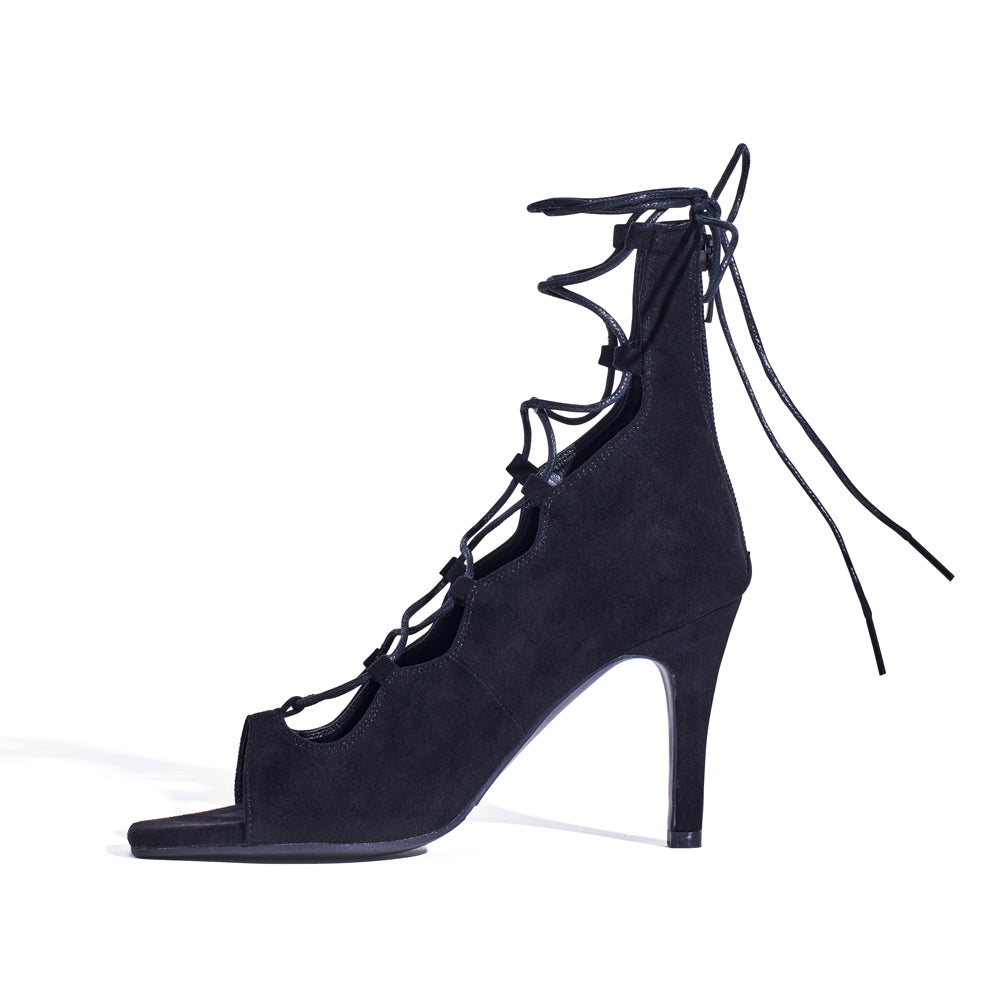 Lace up sexy jazz exclusive high heels, short tube cool boots, hollow out dance shoes, soft soled short boots, dance shoes, heels, women