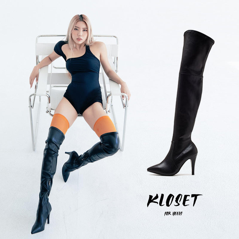 Pointed toe boots, jazz dance heels, over-the-knee knight boots, hot girls heels dancing shoes, black thin heels