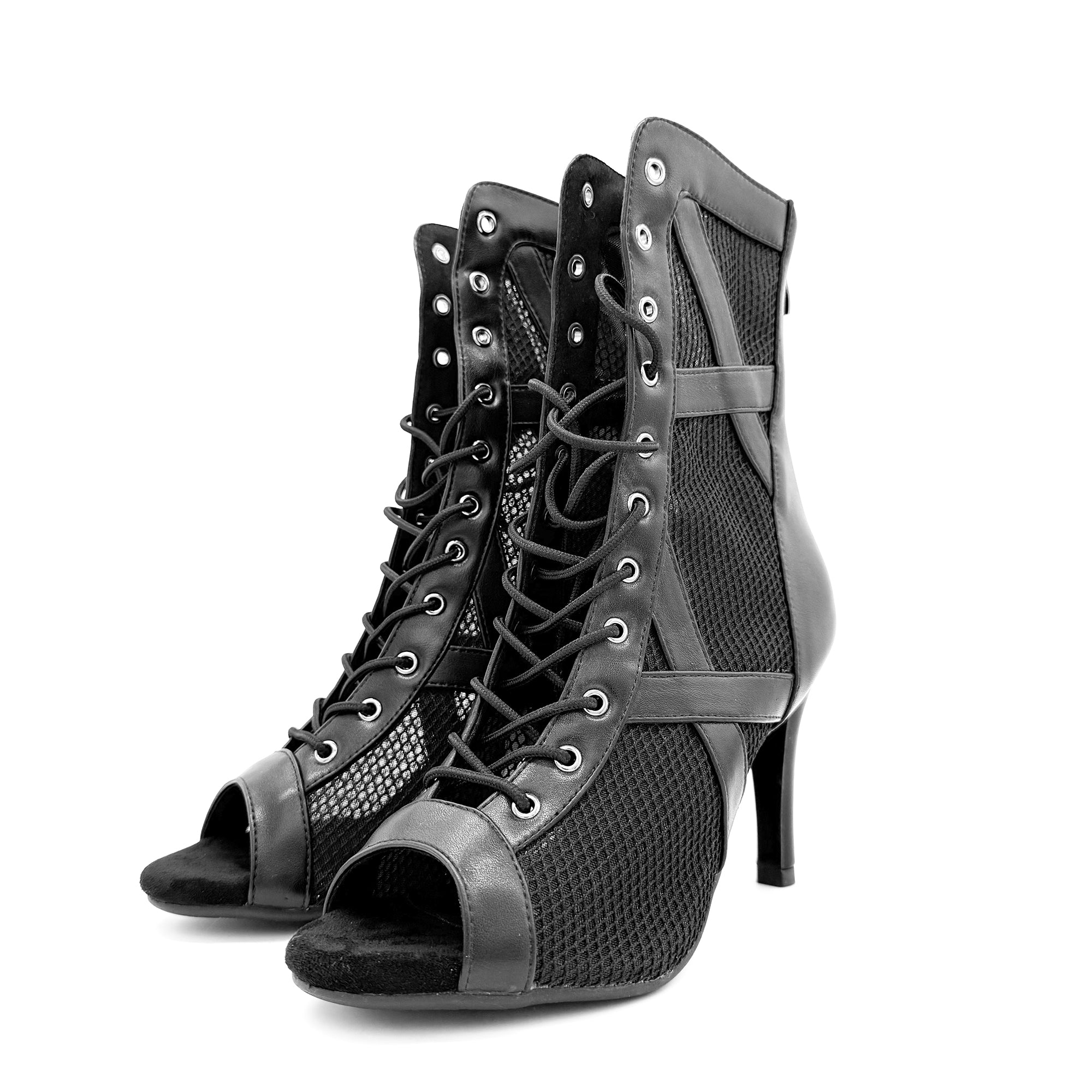 HEELS dance shoes with fine heels, specifically designed for jazz dance, mesh short boots, summer open toed fish mouth sandals, plus size women