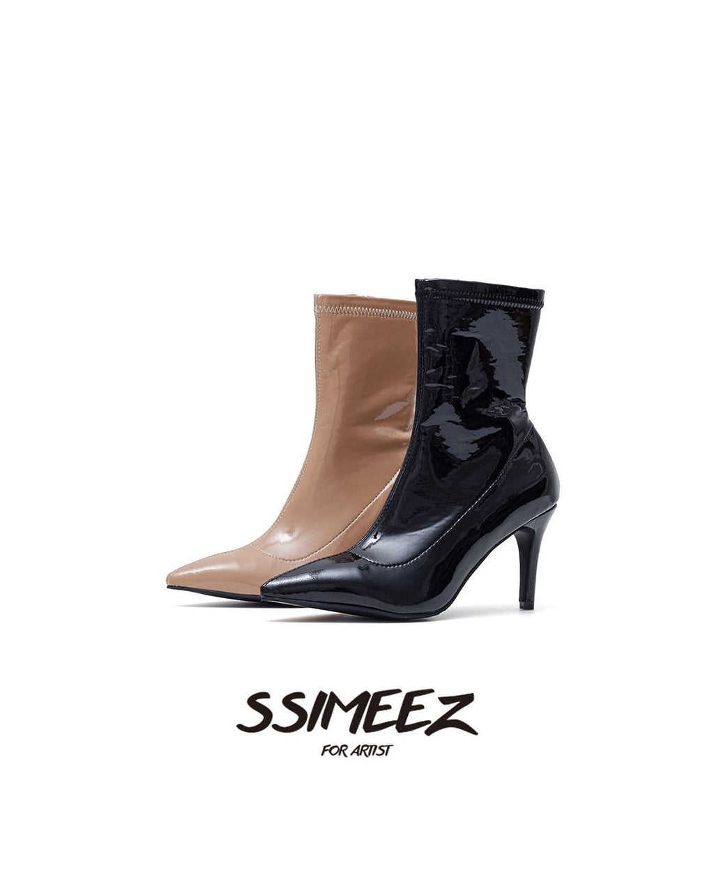 European and American pointed toe booties for jazz dance special high heels patent leather stretch all-inclusive stilet heels dancing shoes