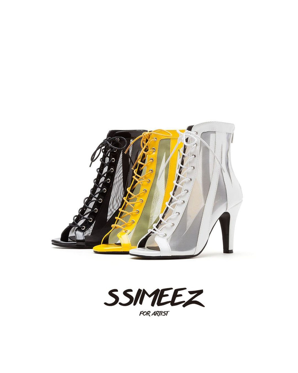 White Jazz Dance Fish Mouth High Heels HEELS Dance Shoes Mesh Short Boots Dance Shoes Sandals Dancing Women