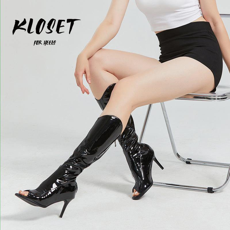 V-neck boots, jazz high heels, heels dancing shoes, patent leather, sexy and elastic