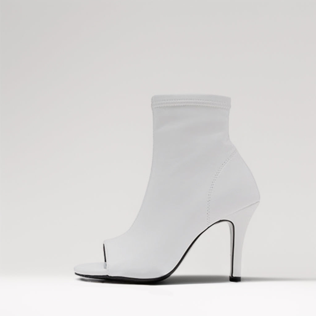 Heels jazz dance exclusive high heels, fish beak patent leather sandals, large size white stretch dancing booties for men and women