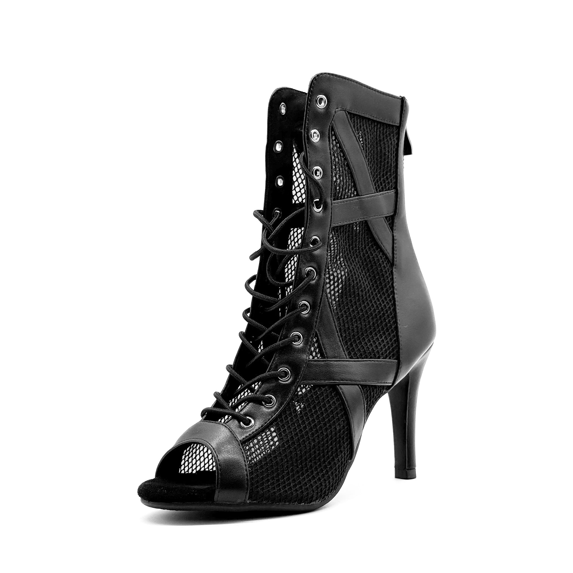 HEELS dance shoes with fine heels, specifically designed for jazz dance, mesh short boots, summer open toed fish mouth sandals, plus size women