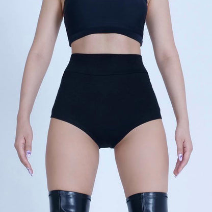 Matte PU leather black shorts, wearing versatile skinny high-waisted pants, dance pants, jazz dance girl group Korean dance