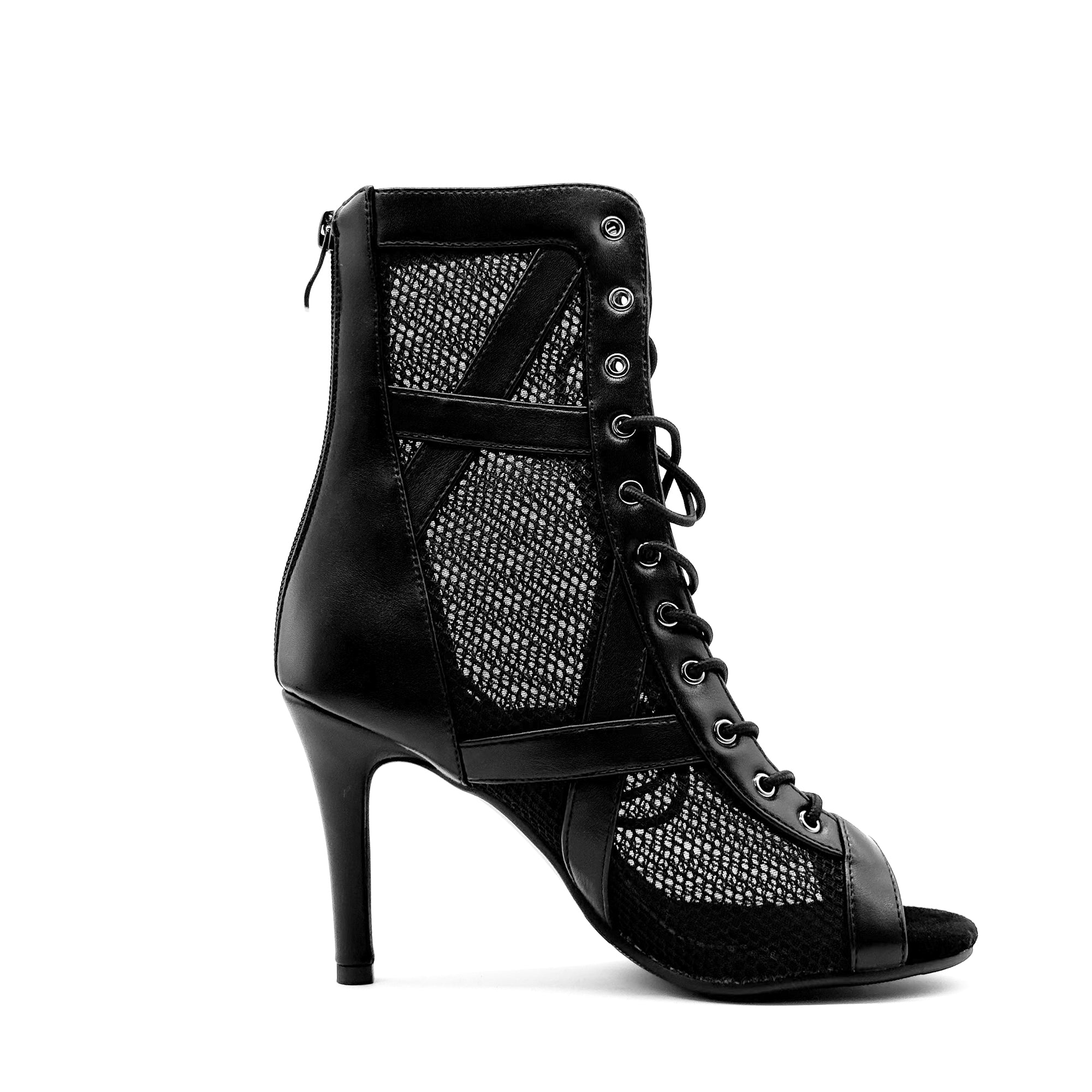 HEELS dance shoes with fine heels, specifically designed for jazz dance, mesh short boots, summer open toed fish mouth sandals, plus size women
