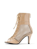 Mesh breathable apricot cool boots dancing special high HEELS heels heels dancing shoes fishmouth shoes sandals female summer