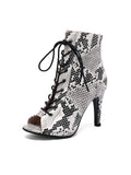 Serpentine fishmouth jazz dance heels dance shoes patent leather sexy stretch dancing booties