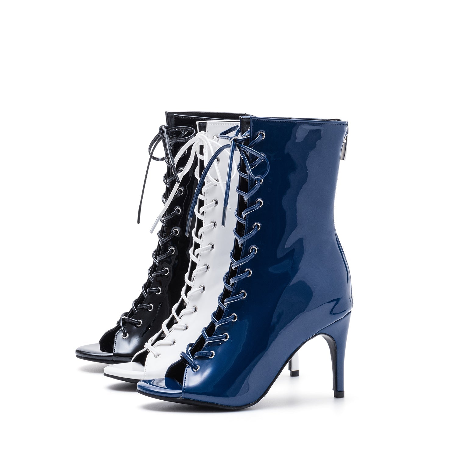 Patent Leather Fish Mouth Short Boots,Sexy Stretchy Open Toe,Jazz Dance High Heels Special,HEELS Dance Shoes Dance Shoes Women