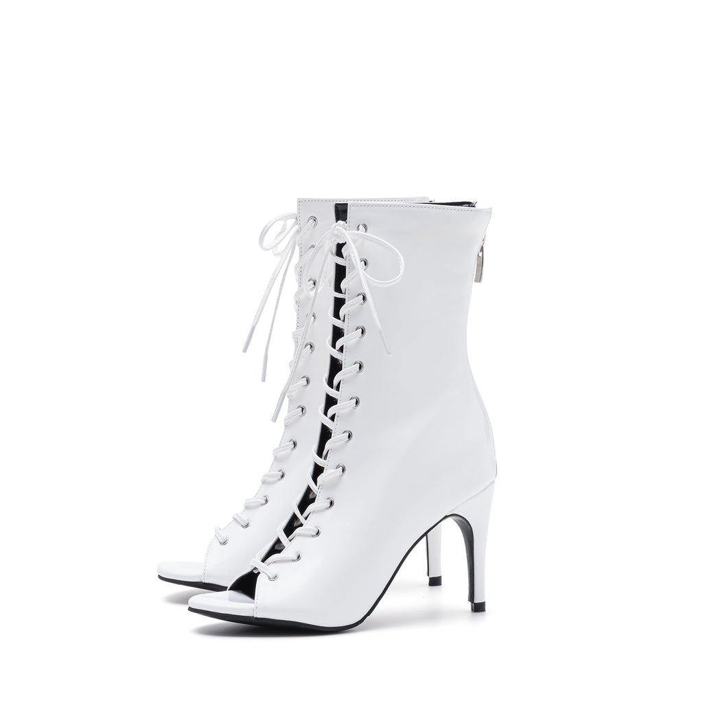 Patent Leather Fish Mouth Short Boots,Sexy Stretchy Open Toe,Jazz Dance High Heels Special,HEELS Dance Shoes Dance Shoes Women