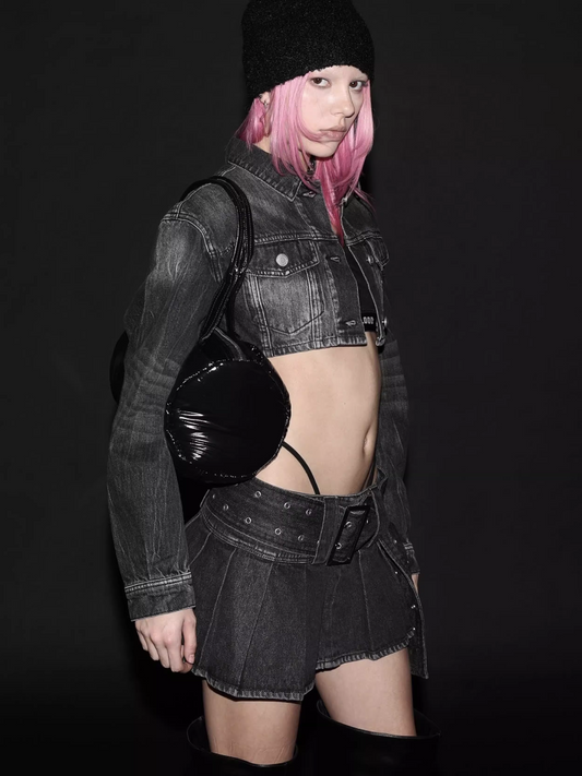 BADBLOOD Korea summer 2024 new heavy industry ultra-short denim American sexy jacket and skirt suit