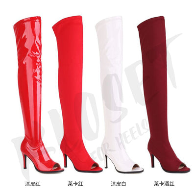 Lisa's same fishmouth jazz dance heels heels dancing shoes patent leather sexy stretch dancing boots women's men