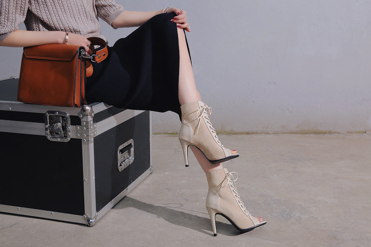Lace boots, jazz dance-only high heels, sexy dancing heels dancing shoes, booties, summer open-toed fishmouth sandals