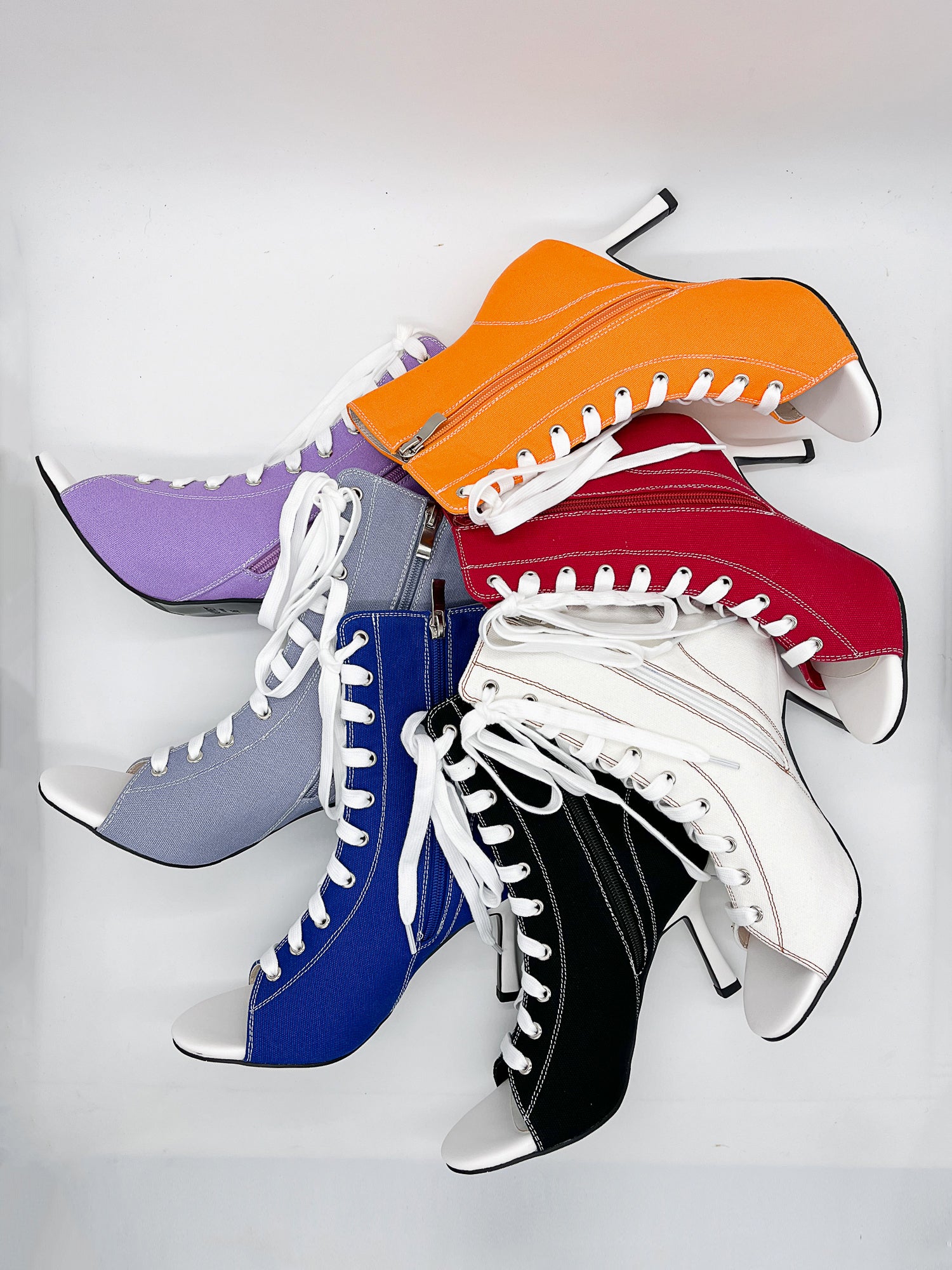 Canvas women's boots, short fishmouth booties, elastic high-heeled shoes for jazz dance, HEELS dancingshoes