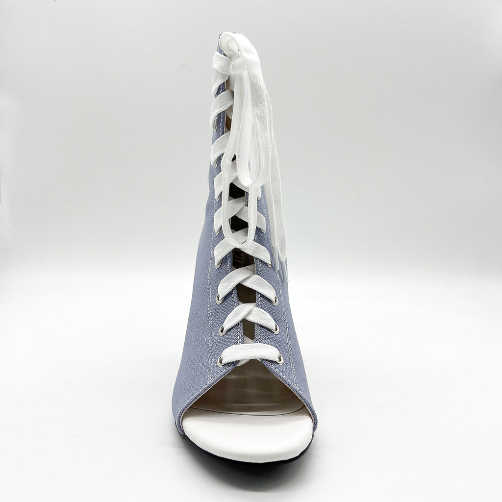 Canvas women's boots, short fishmouth booties, elastic high-heeled shoes for jazz dance, HEELS dancingshoes