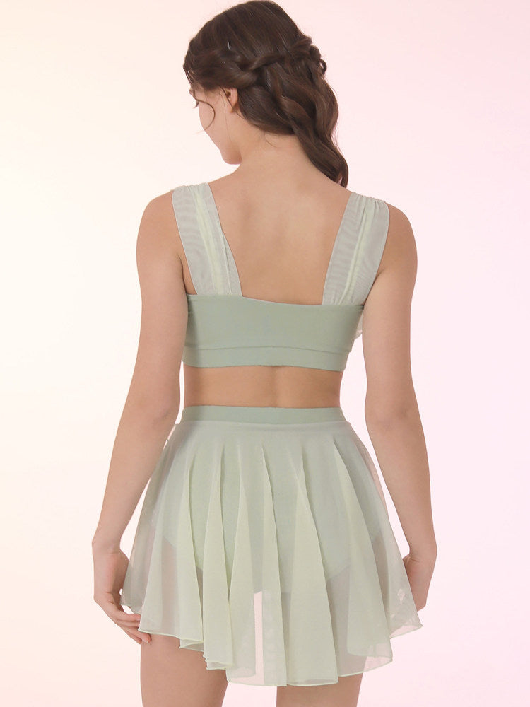 Pole dance costume underwear women's pole wear mesh beautiful back bra suspender professional anti-light shorts set