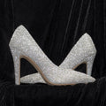 Original pump sparkling crystal jazz dance shoes, full diamond greet, shallow heels, ultra-stable dance high heels for women