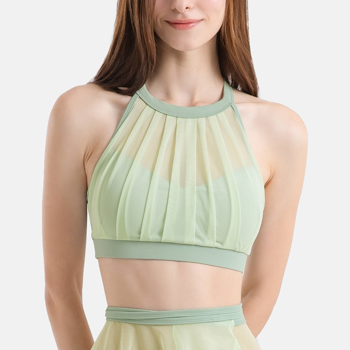 Pole dance costume underwear women's pololewear mesh bra gauze skirt suspender butt curtain anti-light shorts set