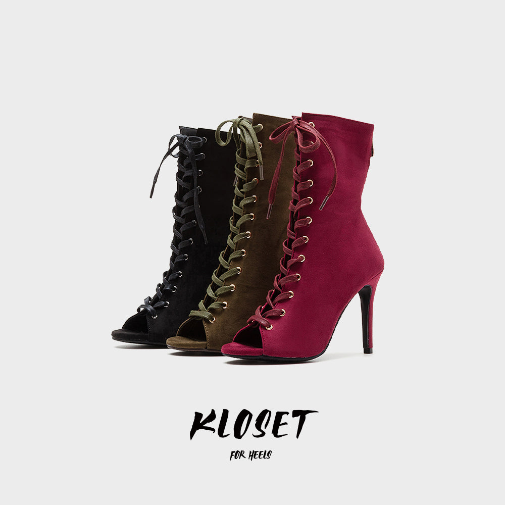 TWICE 쯔위 (Tzuyu)same style丨lace-up fishmouth boots, women's jazz dance special high heels HEELS dance shoes jazz