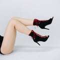 Christmas red velvet straps black booties jazz dancing high heels fish mouth heels dancing shoes dancing sexy girl