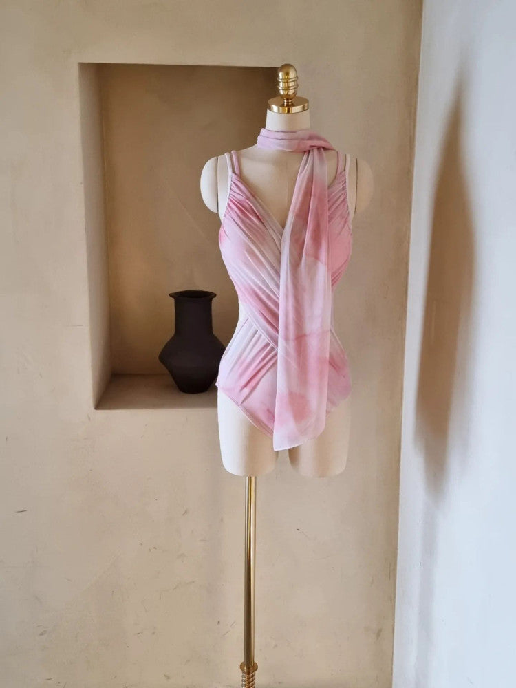 Pole dance costume one-piece anti-light performance niche design sense halter neck suspender one-piece polewear