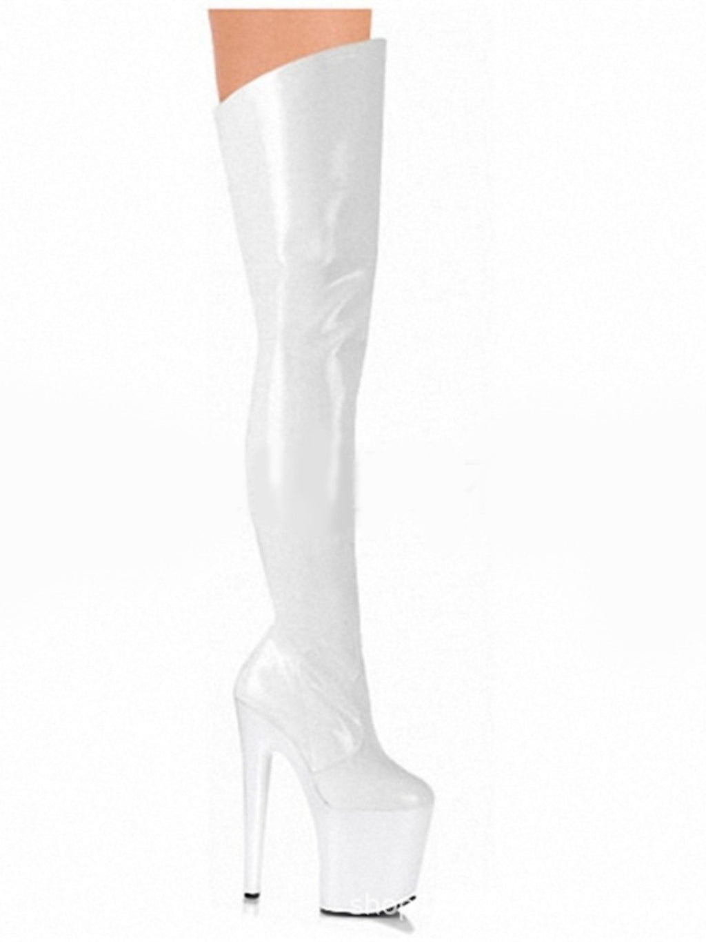 20cm Professional Pole Dancing Shoes EXOTIC Thin Heel Over Knee Platform Patent Leather Custom Poledance Heels