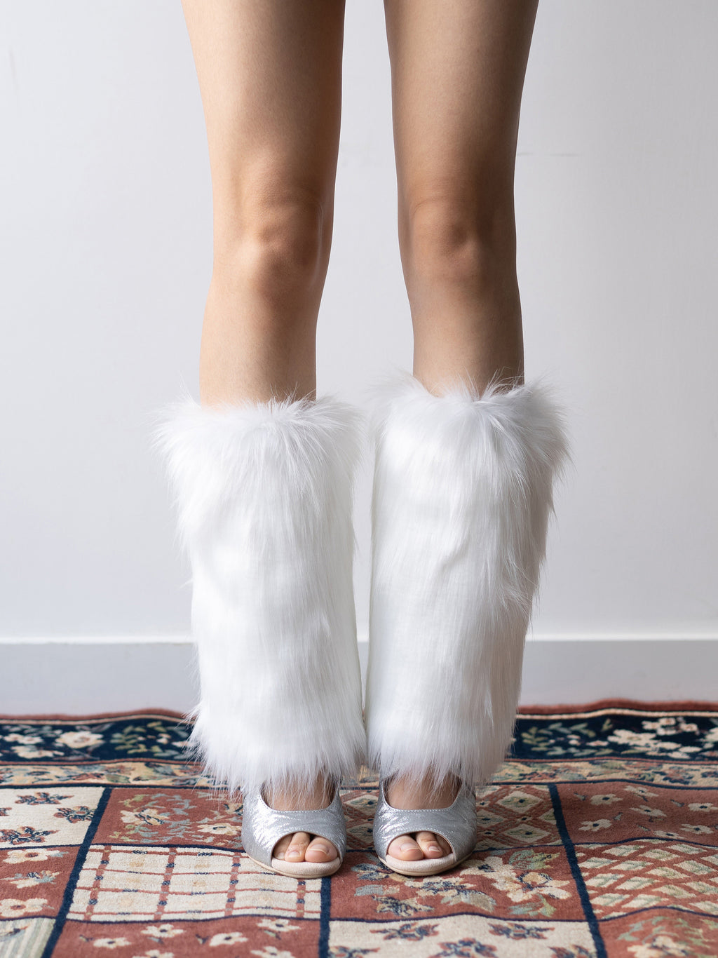 Heels boot cover furry leg cover y2k fox fur warm calf cover jk sock cover long hair imitation plush heel cover