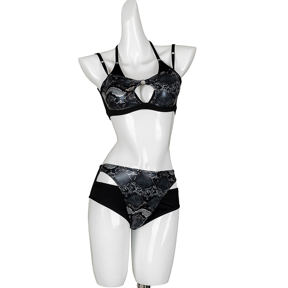 Snake pattern split style beautiful back sexy pole wear set pole dance costume professional anti-light practice costume performance