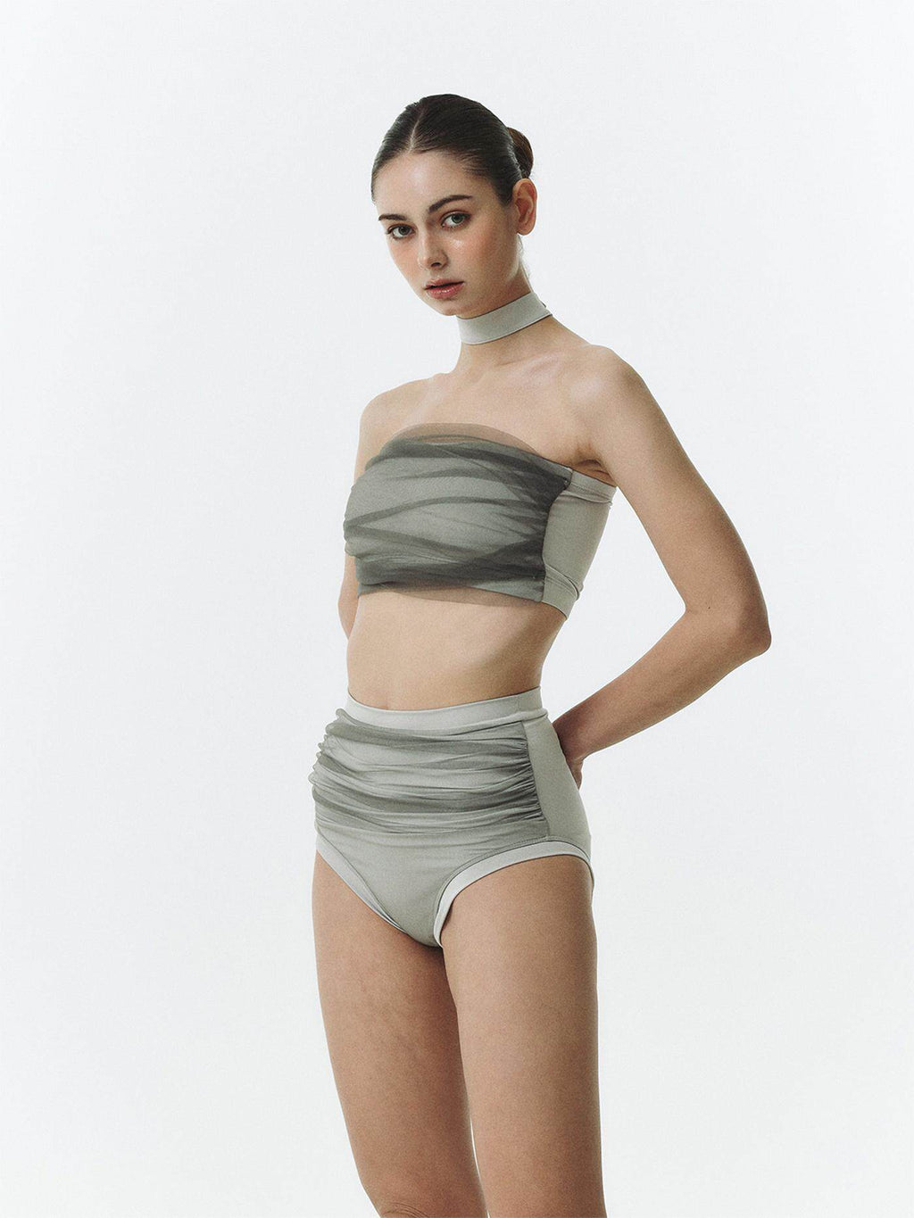 Pole dance costume underwear women's pole wear mesh beautiful back bra suspender professional anti-light shorts set