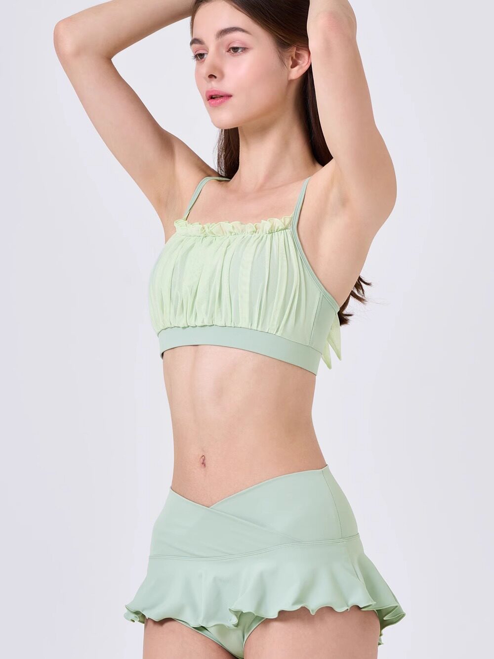 Candy-colored mesh polewear suit, pole dance suit, shorts, beautiful back, professional anti-light sports vest top